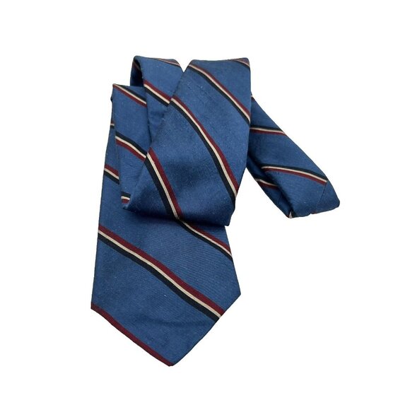 Robert Talbott Silk Tie Red Barn Blue Background Red White Blue Stripe Hand Sewn - Picture 3 of 7